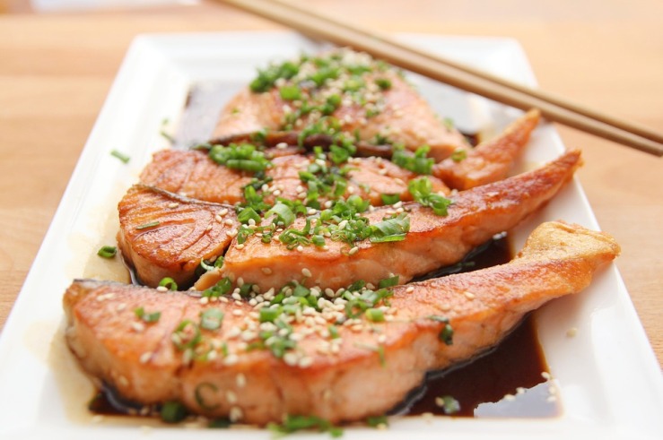 Salmon Cooking Teriyaki Food